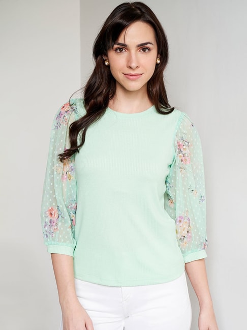 AND Mint Green Regular Fit Top Price in India
