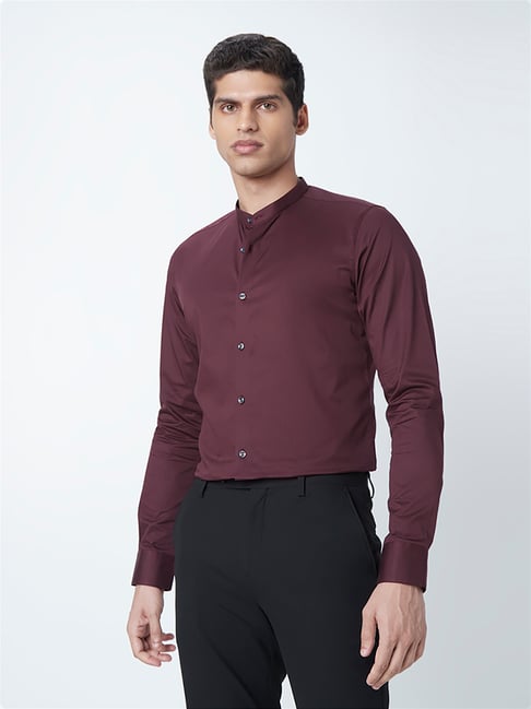 Extra Slim Fit: Shirt with a stand-up collar Black Woven