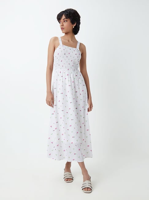Nuon by Westside White Textured Midi Dress Price in India