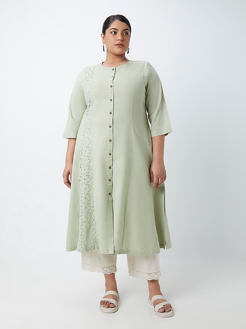 Diza Curves by Westside Sage Broderie Anglaise A-Line Kurta Price in India