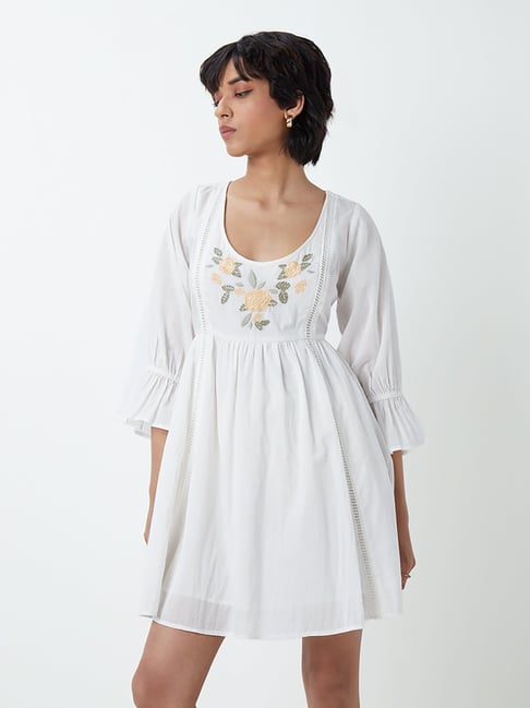 Nuon by Westside White Floral-Embroidered Dress Price in India