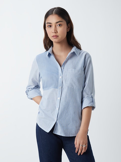 LOV by Westside Blue Striped Shirt Price in India