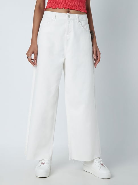 Nuon by Westside White Wide-Leg Jeans