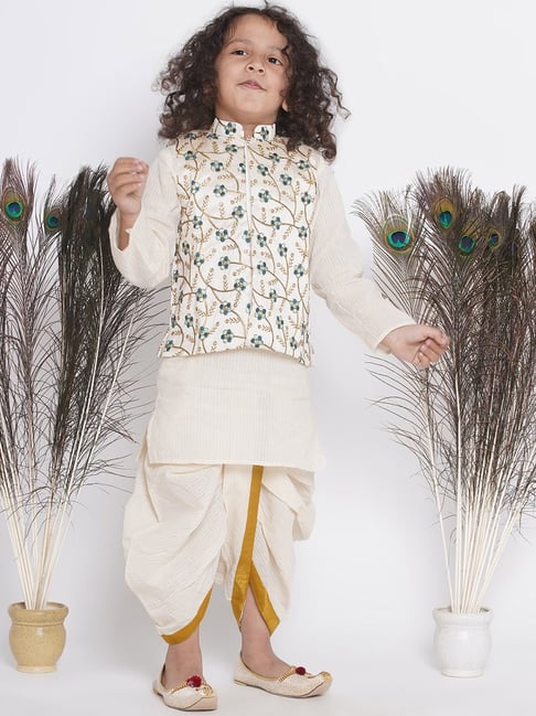 Buy Maroon Printed Work Art Banarasi Silk Kids Kurta Pajama With Jacket  Online