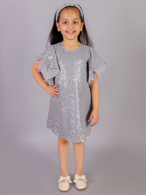 Lil Drama Kids Grey Embellished Dress