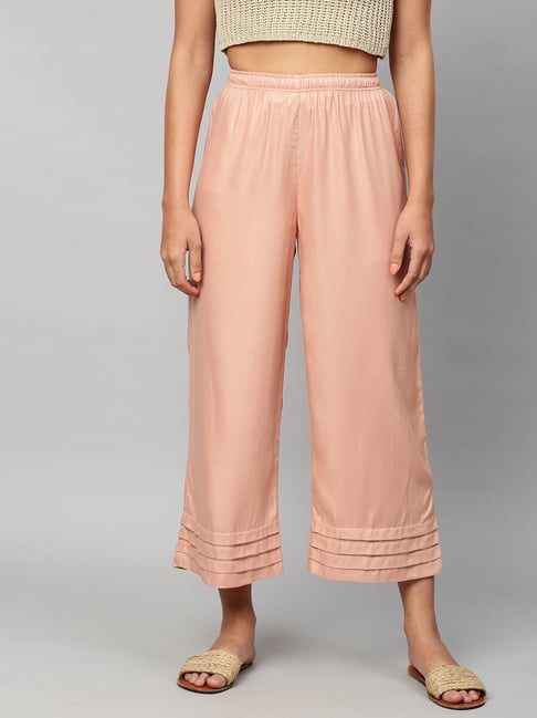 Chemistry Peach Solid Trousers