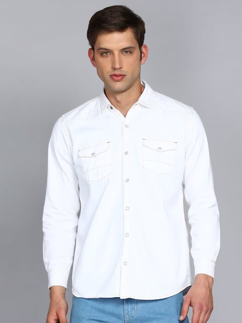 Buy Men Blue Super Slim Fit Textured Full Sleeves Casual Shirt Online -  217499 | Peter England
