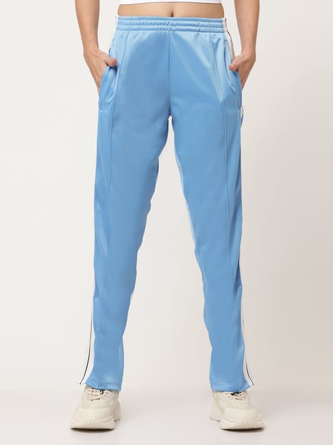 Track Pants Women Piping Detail Wide Leg Baggy Pants Y2K Elastic Waist  Jogger Sweatpants Navy Blue Small
