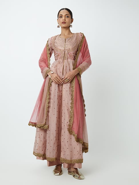 Vark by Westside Mauve Anarkali Kurta, Skirt, Dupatta Price in India