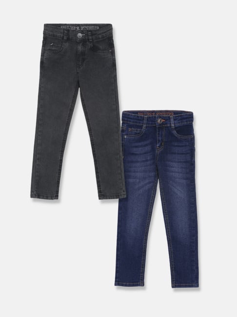Tales & Stories Kids Dark Grey & Dark Blue Solid Jeans (Pack Of 2)-picture-41