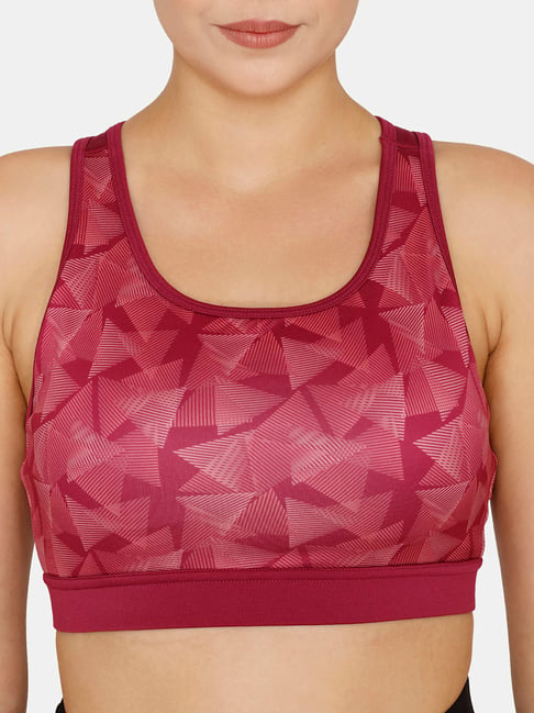 Zelocity by Zivame Pink Printed Sports Bra