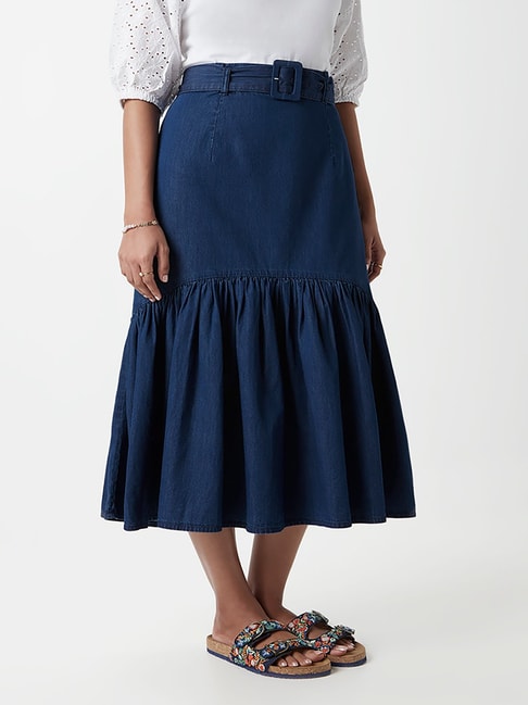 LOV by Westside Blue Denim Tiered Skirt Price in India