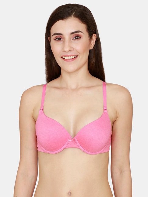 Buy Women's Zivame Pink Plain Full Coverage Minimiser Bra with