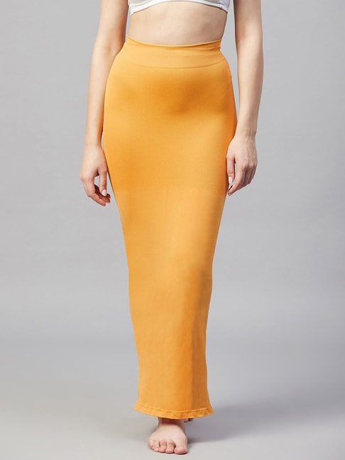 Buy Secrets By Zerokaata Women Solid Seamless Saree Shapewear - Yellow  online