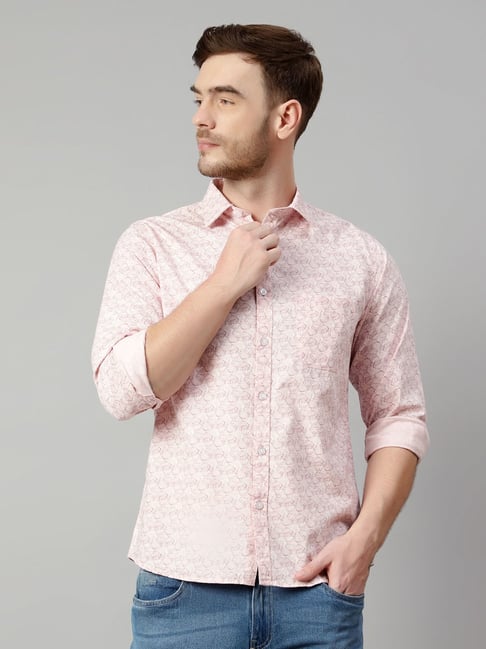 Buy Cantabil Pink Regular Fit Printed Shirt for Men's Online @ Tata CLiQ