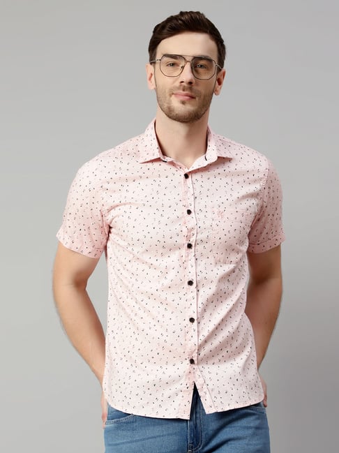 Cantabil Pink Regular Fit Printed Shirt-picture-34