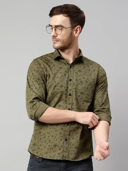Price History of Cantabil Green Regular Fit Printed Shirt from