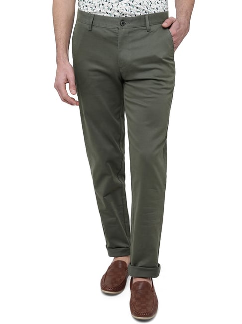 Buy Men Olive Slim Fit Solid Casual Trousers Online  793962  Allen Solly