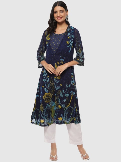 Kurtas | Biba Kurta With Jacket Cotton Set | Freeup