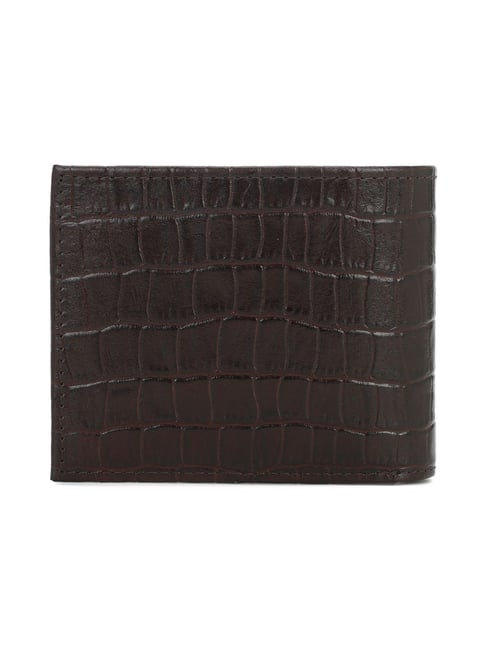 Louis Philippe Brown Animal Effect Leather Bi-Fold Wallet for Men