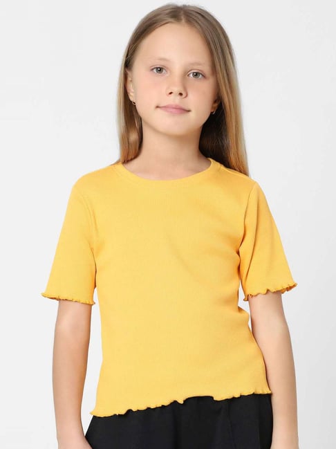 KIDS ONLY Amber Yellow Regular Fit T-Shirt