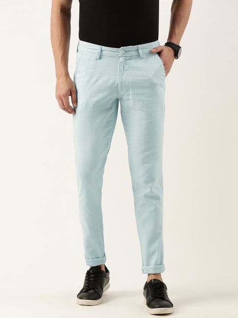 Saratoga Green Textured Regular Fit Cotton Pant For Men-saigonsouth.com.vn