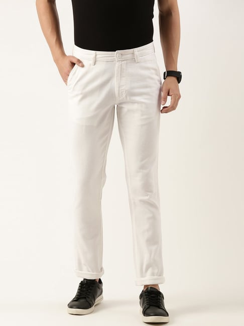 Buy Men White Slim Fit Solid Casual Trousers Online  749775  Allen Solly