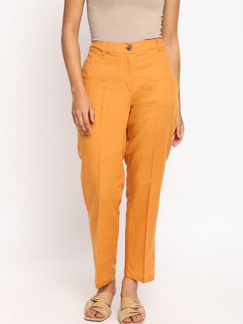 Fabindia Mustard Mid Rise Pants-picture-25