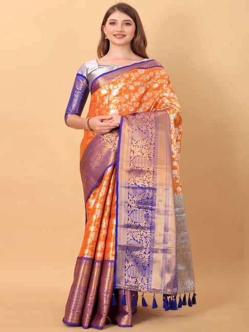 navy-blue-silk-saree-blouse-design • Keep Me Stylish