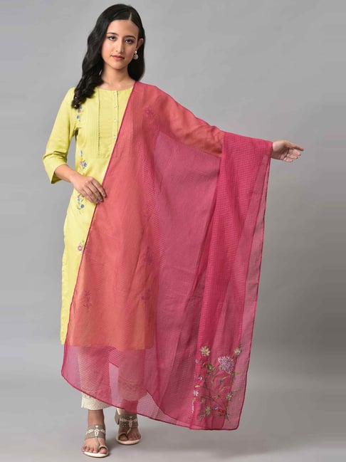 W Pink Embroidered Dupatta-picture-40