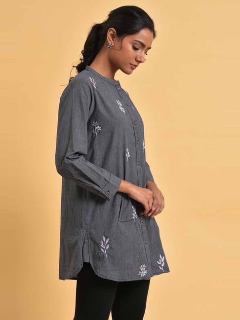 Buy W Grey Cotton Embroidered Tunic for Women Online @ Tata CLiQ