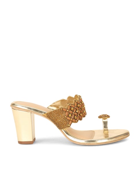Marie Claire by Bata Women's Gold Toe Ring Sandals Price in India