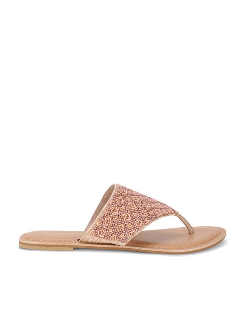 Marie Claire by Bata Women's Rose Gold Thong Sandals Price in India