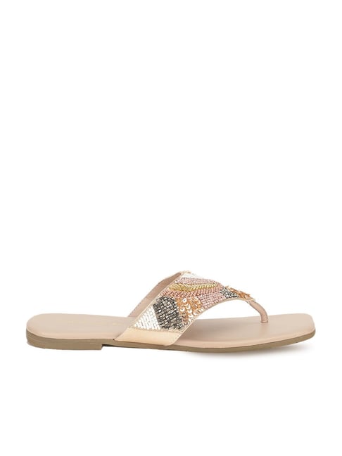 Marie Claire by Bata Women's Beige Thong Sandals Price in India