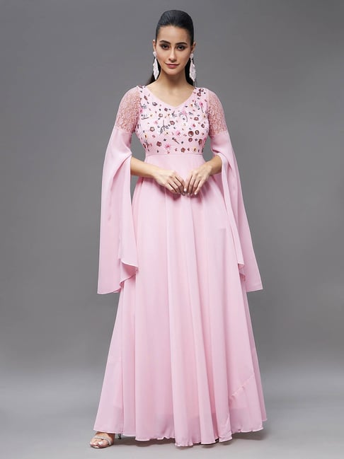 Miss Chase Light Pink Embellished Gown Price in India