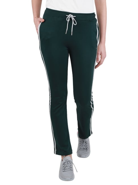 Monte Carlo Green Regular Fit Mid Rise Track Pants