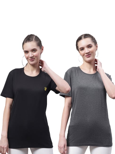 Vimal Jonney Black & Grey Cotton Logo T-Shirt - Pack Of 2-picture-19