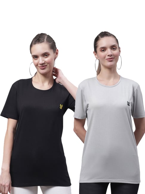 Vimal Jonney Black & Grey Cotton Logo T-Shirt - Pack Of 2-picture-21