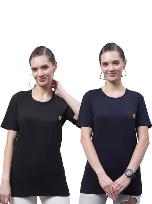 Vimal Jonney Black & Navy Cotton Logo T-Shirt - Pack Of 2-picture-23