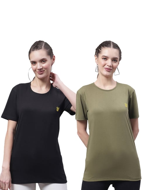 Vimal Jonney Black & Green Cotton Logo T-Shirt - Pack Of 2-picture-20