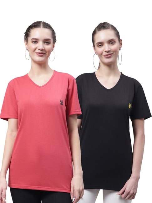 Vimal Jonney Pink & Black Cotton Logo T-Shirt - Pack Of 2-picture-25