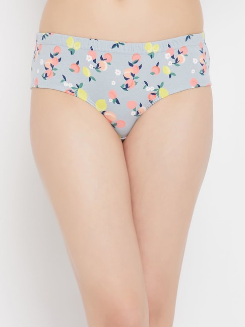 Clovia Blue Cotton Printed Hipster Panty Price in India