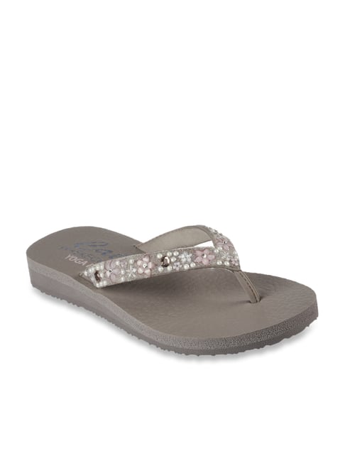 Buy Skechers Women s MEDITATION DANCING Grey Thong Sandals for