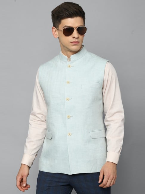 Buy VASTRAMAY Multi Boys Sky Blue and Multicolour Cotton Linen Blend Nehru  Jacket | Shoppers Stop