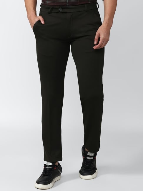 Peter England Black Slim Fit Trousers