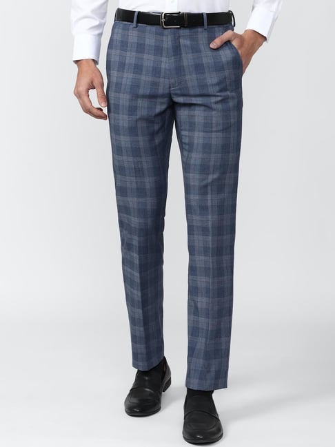 Buy online Blue Check Flat Front Trousers Formal Trouser from Bottom Wear  for Men by Tahvo for 1659 at 35 off  2023 Limeroadcom