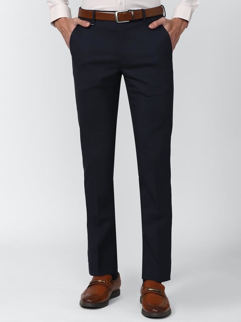 Van Heusen Navy Slim Fit Texture Trousers