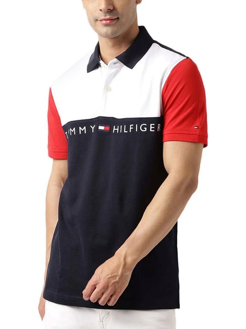 Tommy Hilfiger Fresh White Colour-Block Regular Fit Polo T-Shirt