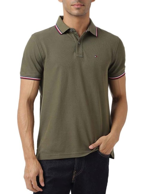 Tommy Hilfiger Army Green Regular Fit Polo T-Shirt