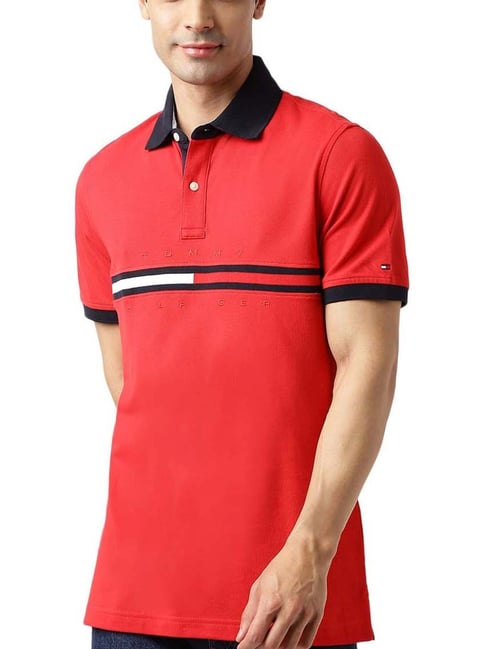 Tommy Hilfiger Primary Red Regular Fit Polo T-Shirt